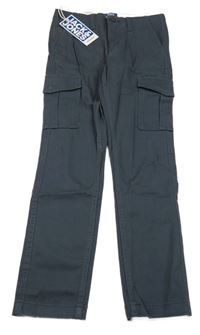 Nové - tmavošedé plátěné kalhoty s kapsami Jack & Jones