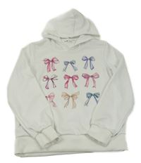 Bílá lehká mikina s mašličkami a kapucí Shein