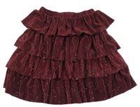 Vínová vrstvená silonová třpytivá sukně 
