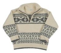 Smetanovo-šedý vzorovaný svetr se stojáčkem Primark