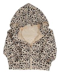 Světlerůžovo-černá leopardí podzimní bunda s kapucí H&M
