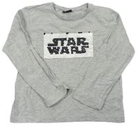Šedé melírované triko s překlápěcími flitry - Star Wars