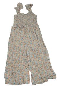 Bílý květovaný kalhotový culottes overal George