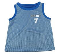 Modré vzorované sportovní tílko s číslem Shein