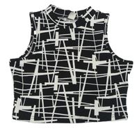 Černo-bílý vzorovaný crop top Shein