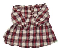 Červeno-smetanovo-tmavomodré kostkované flanelové šaty s volánkem zn. H&M