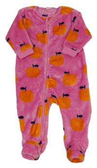 Růžový plyšový overal s pomeranči Next