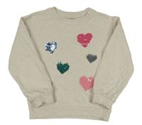 Béžová melírovaná mikina se srdíčky John Lewis