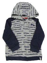 Šedo-tmavomodrá vzorovaná mikina s kapucí Esprit