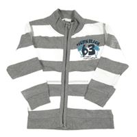 Šedo-bílá pruhovaná propínací mikina s číslem Topomini