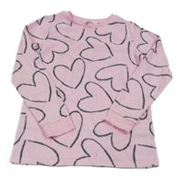 Růžové fleecové pyžamové triko se srdíčky M&S