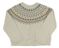 Bílo-šedo-béžový vzorovaný svetr Primark