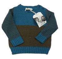 Nové - Modro-hnědý svetr