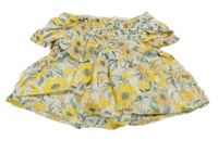 Bílo-žluto-zelené květované třpytivé tričko 