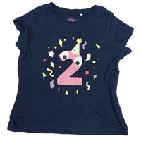 Tmavomodré narozeninové tričko s číslem Topolino