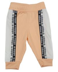Lososovo-bílo-černé sportovní tepláky Adidas