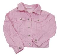 Růžová riflová crop bunda H&M