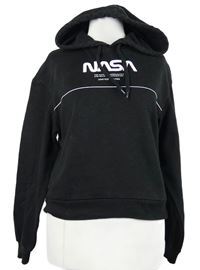 Dámská černá crop mikina s nápisem a kapucí H&M