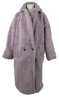Dámský lila huňatý oversized kabát Shein 