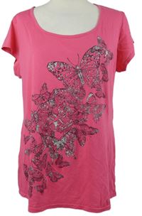 Dámské tmavorůžové tričko s motýlky Papaya 