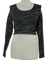 Dámské šedo-černé vzorované elastické crop triko Primark 
