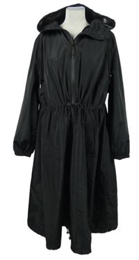 Dámský černý šusťákový nepromokavý kabát s páskem Bonprix 