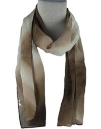 Dámská hnědo-bílá šifonová tónovaná šála 