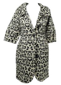 Dámský smetanovo-černý vzorovaný potažený jarní kabát 