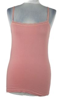 Dámský růžový top s krajkou 