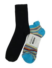 Nové - 2x Pánské modré pruhované nízké ponožky + černé ponožky vel. 45-47