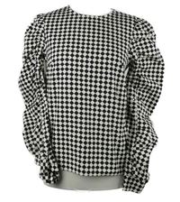 Dámská černo-bílá vzorovaná halenka s nabíranými rukávy H&M