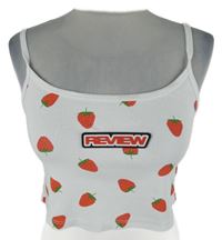 Dámský bílý crop top s jahůdkami Review 