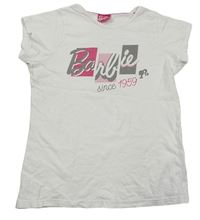 Bílé tričko s nápisem Barbie