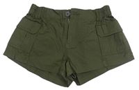 Khaki plátěné cargo kraťasy New Look