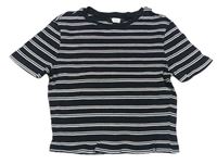 Černo-bílé pruhované crop tričko New Look