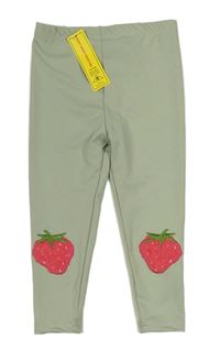 Khaki sportovní legíny s jahůdkami Shein