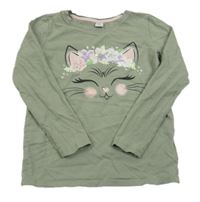 Khaki triko s kočkou Dopodopo