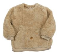 Béžová chlupatá mikina s medvědem so cute