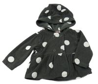 Antracitová fleecová propínací mikina s puntíky a kapucí Carter's