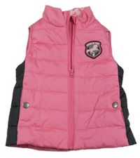 Růžovo-černá šusťáková funkční zateplená vesta s koněm Crane