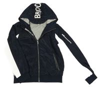 Tmavomodro-bílá šusťáková jarní bunda s kapucí Name it