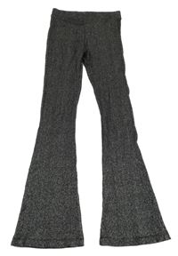 Černo-stříbrné flare úpletové legíny Zara