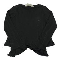 Černé žebrované crop triko H&M