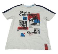 Bílo-tmavomodré tričko s obrázky C&A