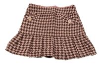 Růžovo-hnědá vzorovaná vlněná sukně Next