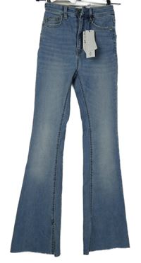 Nové - Dámské modré flare roztřepené rifle Stradivarius vel. 32