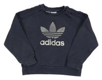 Tmavomodrá mikina se stříbrným logem Adidas