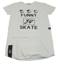 Bílé skate tričko s nápisy Blue Effect