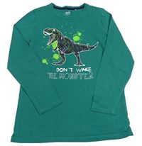 Tmavozelené triko s dinosaurem YIGGA