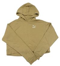 Béžová crop mikina s logem a kapucí Puma